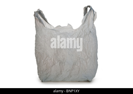 Gray Plastic bag with white background Stock Photo