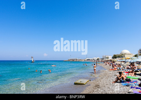 Elli Beach in Rhodes Town, Rhodes, Greece Stock Photo