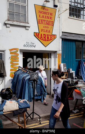 Market street in the North Laines area of Brighton, East Sussex. Stock Photo