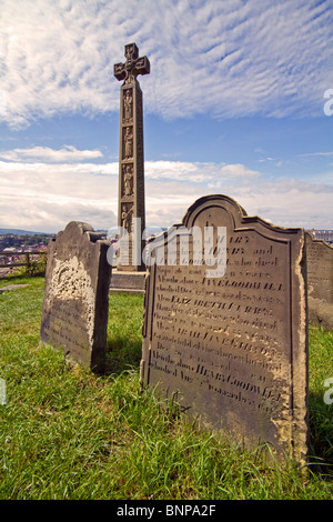 The Caedmon Cross in the St Marys Church Graveyard,Whitby,Yorkshire Stock Photo