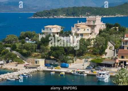 View over harbour at Kassiopi on the Greek Mediterranean island of Corfu Greece GR Stock Photo