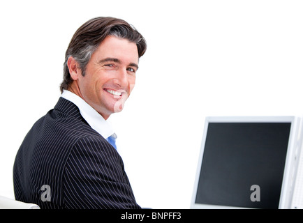 Handsome mature businessman talking on phone Stock Photo