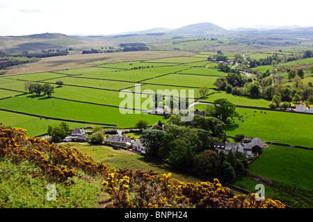 Looking out over the village of Mungrisdale from Bowscale Fell, in the Lake District National Park, Cumbria. Stock Photo