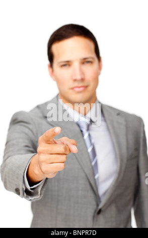Serious businessman pointing at the camera Stock Photo