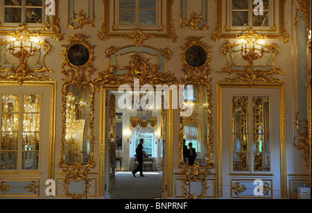 The ballroom at the Peterhof Palace, Saint Petersburg, Russia Stock Photo