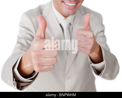 Positive businessman making a thumb-up Stock Photo