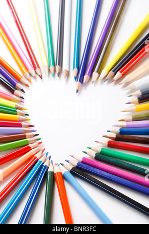 Color pencils on white background Stock Photo