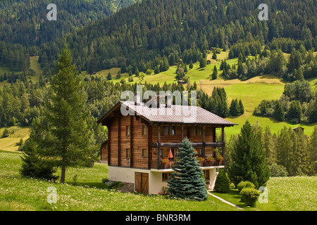 Traditional house, Niederwald, Canton Valais, Switzerland Stock Photo