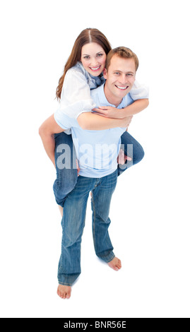 Enamoured couple enjoying piggyback ride Stock Photo - Alamy