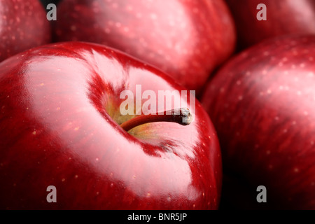 Close-up of fresh dark red apples Stock Photo