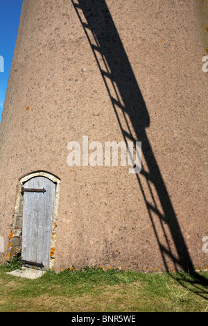Sail shadow falling on Bembridge windmill, Isle of Wight, Hampshire, UK in June Stock Photo