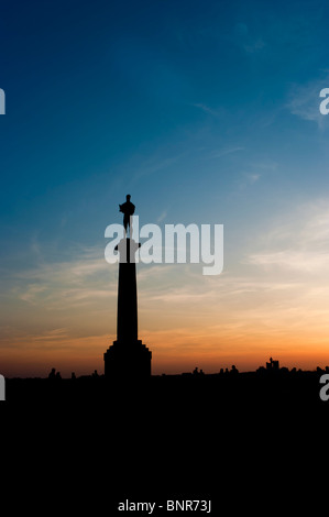 Monument   'The Victor - the protector of Belgrade'  at sunset on top of the Kalemegdan fortress Stock Photo