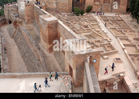 Aerial view of the Alcazaba from the Torre de la vela in the Alhambra Granada Andalucia Spain Europe Stock Photo
