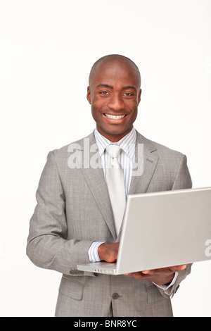 Successful businessman using a laptop Stock Photo