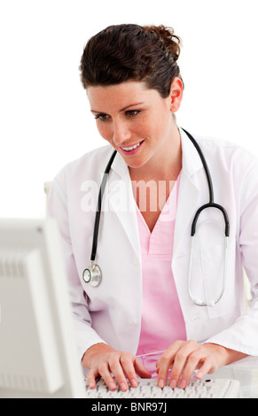 Female doctor working on her computer Stock Photo