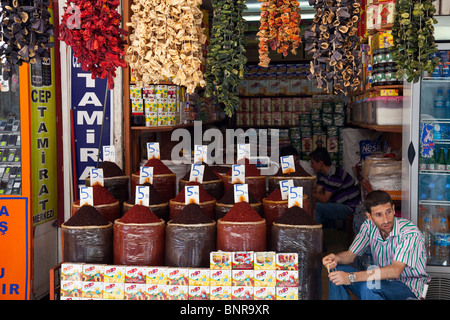 Famous crushed red peppers in the bazaar in Sanliurfa, Turkey Stock Photo