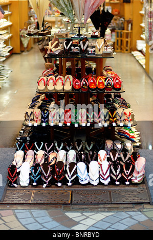 A display of Japanese sandals for sale in a store, Asakusa, Japan. Stock Photo