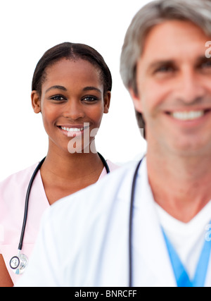 Two doctors standing in a line Stock Photo