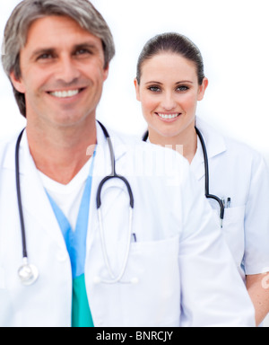 Two smiling doctors looking at the camera Stock Photo