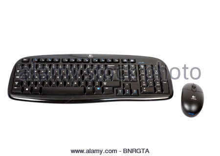 Wireless keyboard and mouse on white background Stock Photo