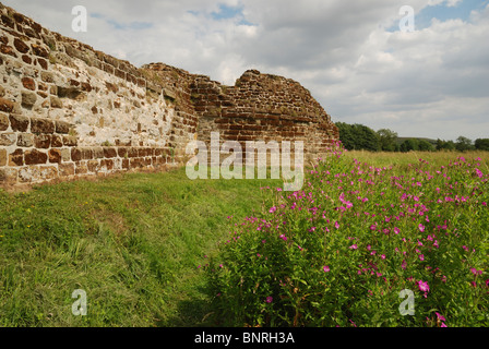 The curtain wall of Bolingbroke Castle, Lincolnshire, England. Stock Photo