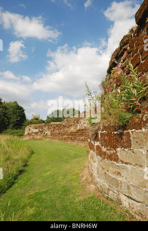 The curtain wall of Bolingbroke Castle, Lincolnshire, England. Stock Photo