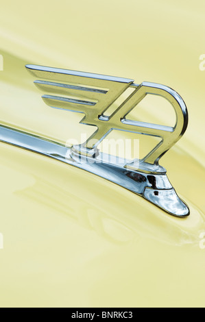 Austin A40 sports, hood ornament. Classic british sports car Stock Photo