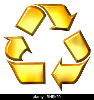 Golden 3D Recycle Symbol with Arrows Stock Photo - Alamy