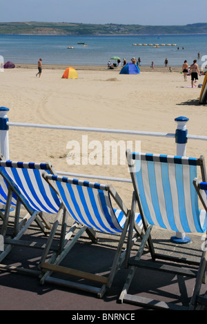 Deckchair on the promenade, weymouth dorset england uk gb Stock Photo