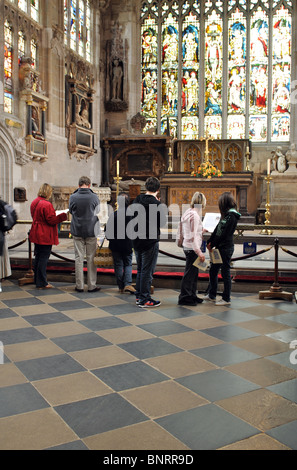 Tourists in Holy Trinity Church, Stratford-upon-Avon, Warwickshire, England, UK Stock Photo