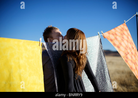 view to a colorful clothes line outdoors Stock Photo - Alamy