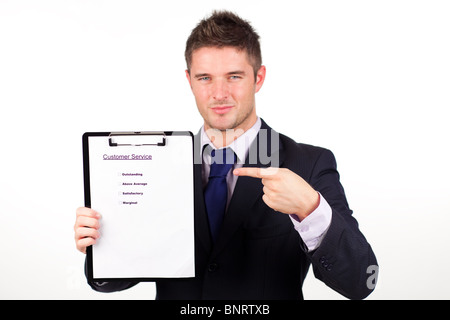businessman with customer service report