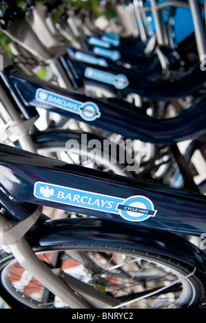 The new bike hire scheme organized by Boris Johnson gets under way in London Stock Photo