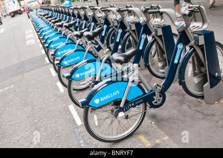 The new bike hire scheme organized by Boris Johnson gets under way in London Stock Photo