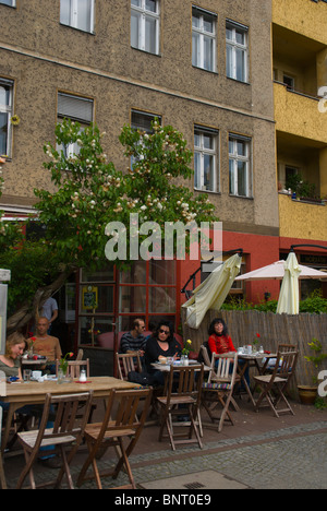 Cafe terrace Kreuzberg west Berlin Germany Europe Stock Photo
