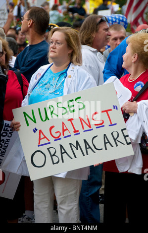 Nurses Protest Health Care at Rally Demonstration Washington DC Against Government Stock Photo
