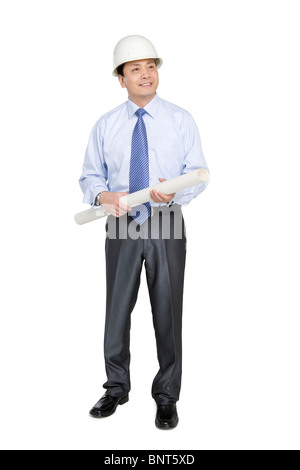 Construction manager in hard hat Stock Photo