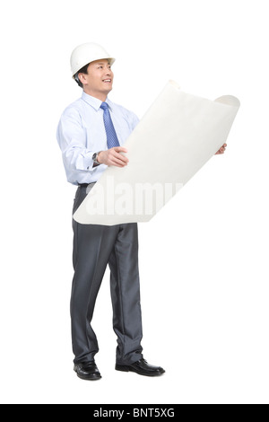 Construction manager in hard hat Stock Photo