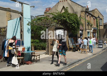 Hackney East London  Ezra Street, off Columbia Road Uk. HOMER SYKES Stock Photo