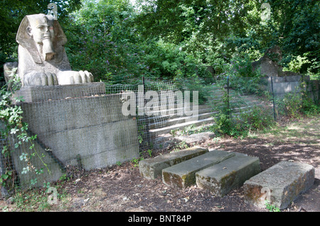 A Sphinx - part of the ruins of the Crystal Palace in South London Stock Photo