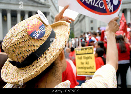 The 'We Are All Arizona' march in NYC on July 29th, Brooklyn-Manhattan, Protesting the SB 1070 Arizona Law. Stock Photo