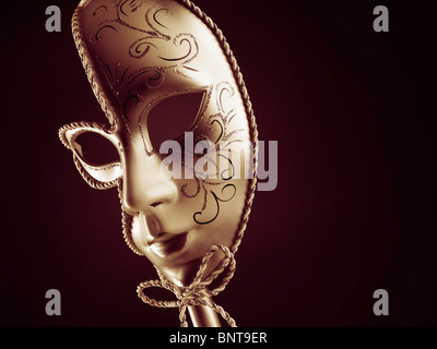 Beautiful silver Venetian mask isolated on black background Stock Photo