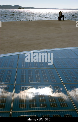 Close up of solar panels on 'The Monument to the Sun' designed by Croatian architect Nikola Bašić, Zadar, Croatia Stock Photo