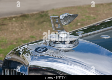 Radiator badge and emblem on a 1936 Bentley motor car. Stock Photo