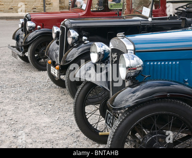 A line up of Austin Sevens at a rally in Yorkshire. Stock Photo