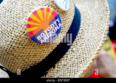 The 'We Are All Arizona' march in NYC on July 29th, Brooklyn-Manhattan, Protesting the SB 1070 Arizona Law. Stock Photo