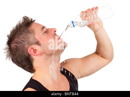 Man drinking water after workout Stock Photo