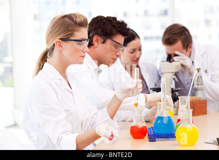Science students in a laboratory Stock Photo