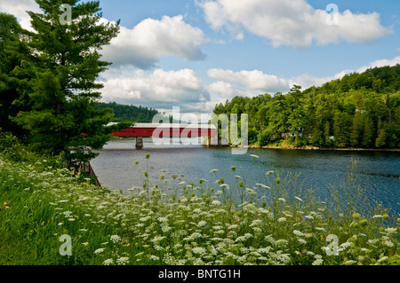 Covered bridge Wakefield Outaouais region Province of Quebec Stock Photo