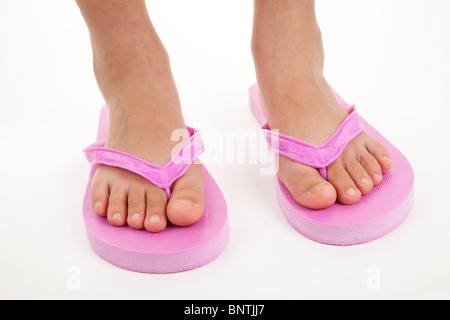 Pink flip flop sandal with white background Stock Photo
